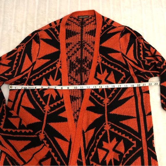 BOGO Free🦋 John Fashion Long Open Front Aztec Pattern Cardigan - Picture 10 of 14